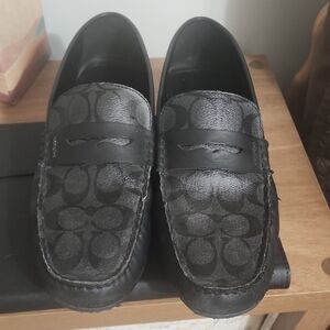 Coach Black Patterned Loafers